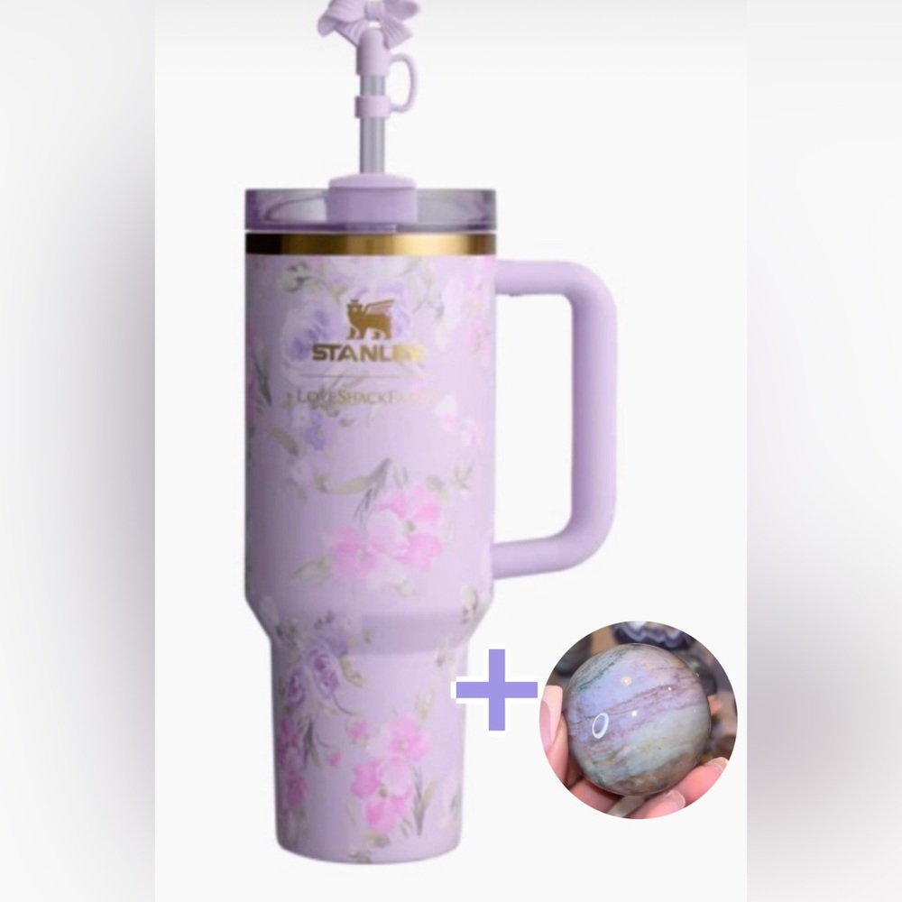 Loveshackfancy x Stanley 40oz cup with ocean jasper crystal set